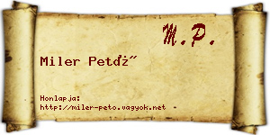 Miler Pető névjegykártya